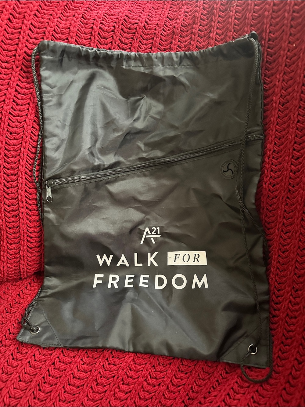 A21 Walk for Freedom Black Drawstring Backpack